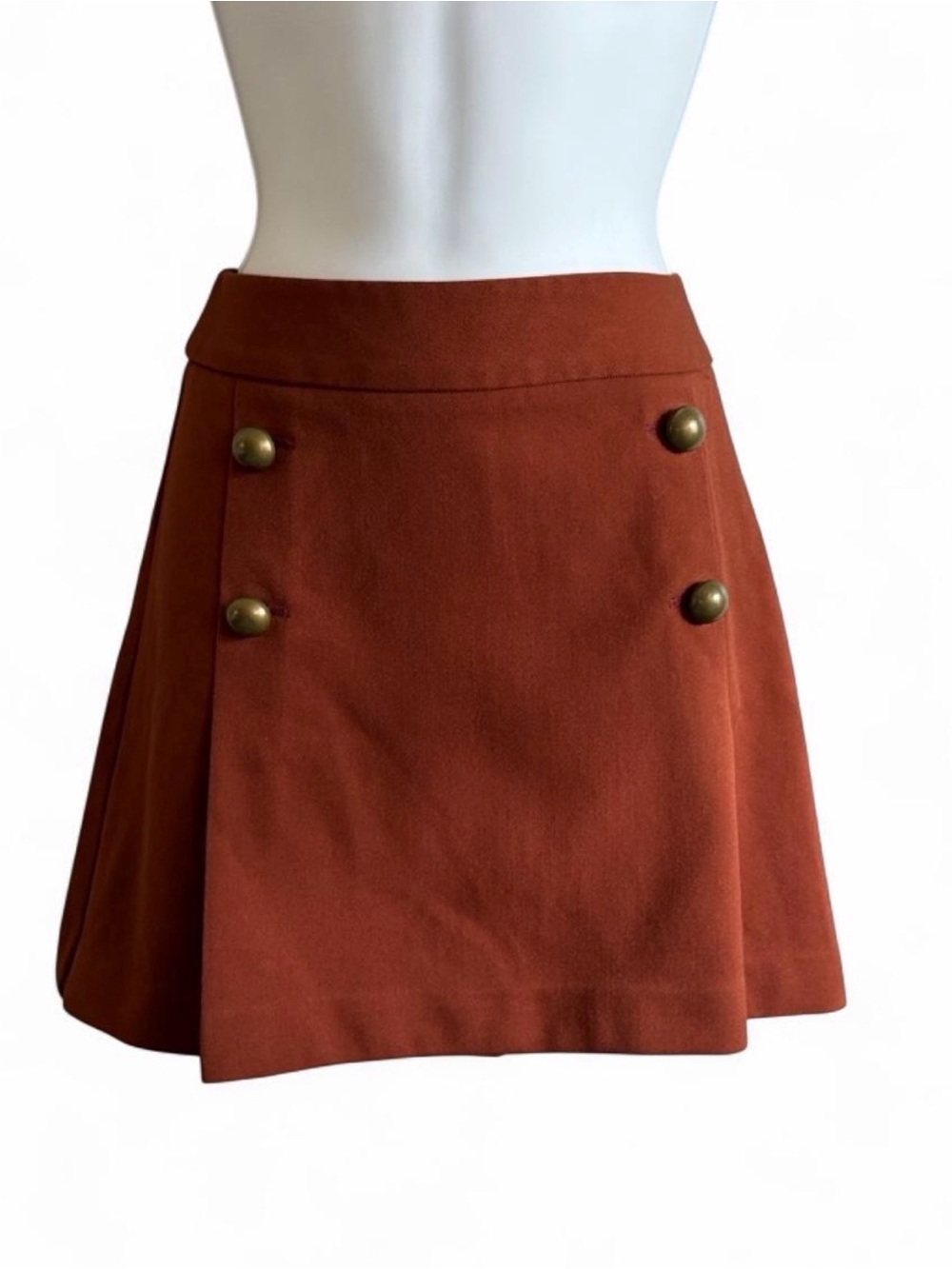 Express Rust Orange Mini Skirt with Brass Buttons